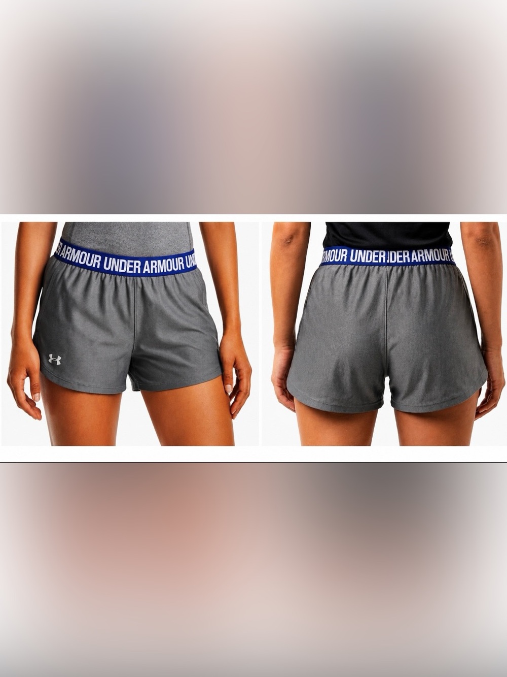 Under Armour Women’s Gray Athletic Shorts with Blue Branded Waistband
